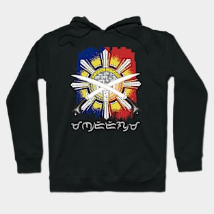 Philippine Flag Sun/Ginunting sword/Baybayin word Mandirigma (Warrior) Hoodie